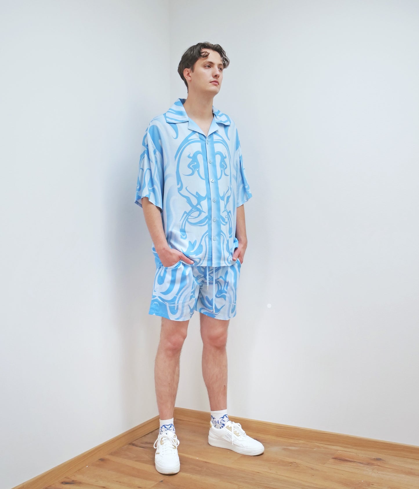 Print men's shirt // blue
