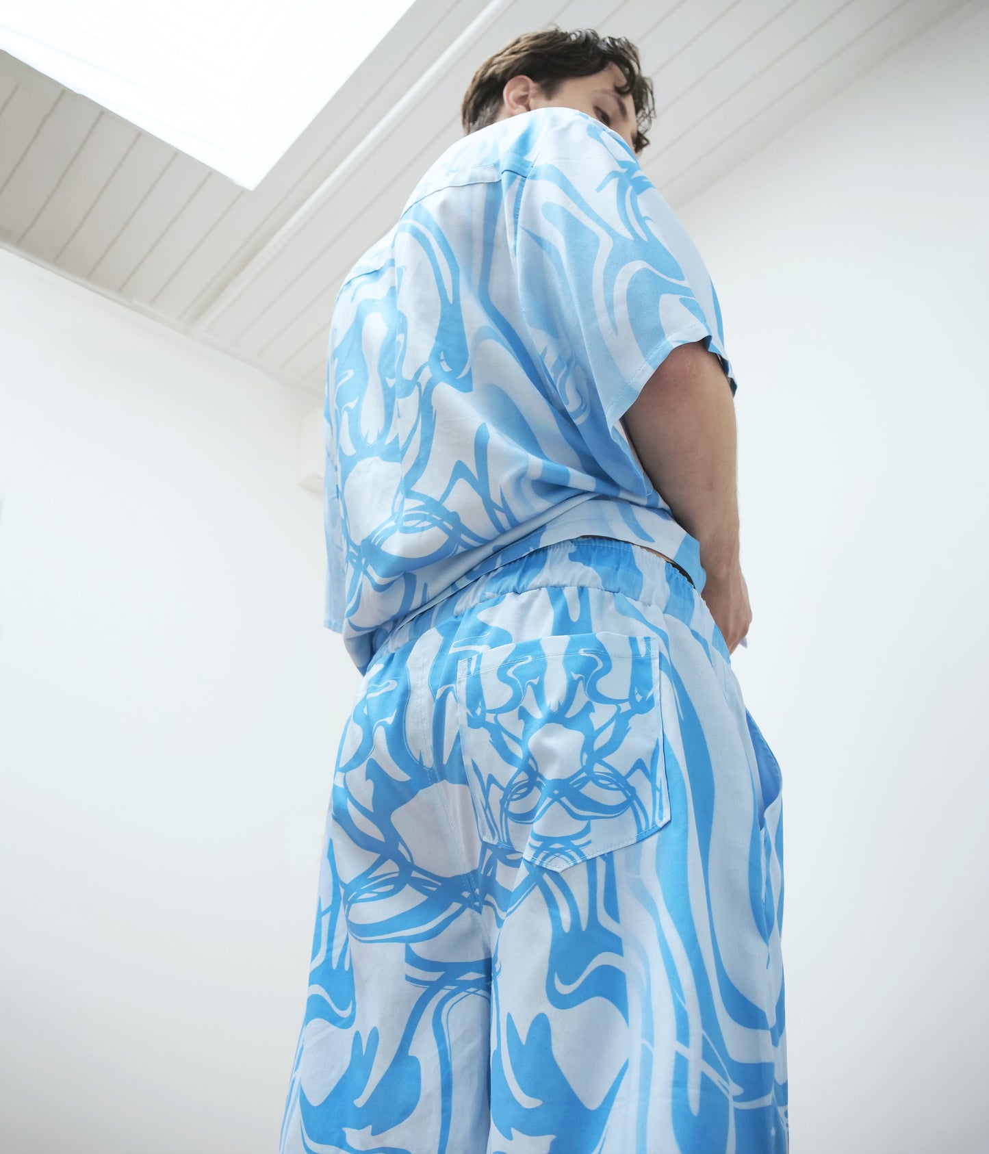 Print men's shorts // blue