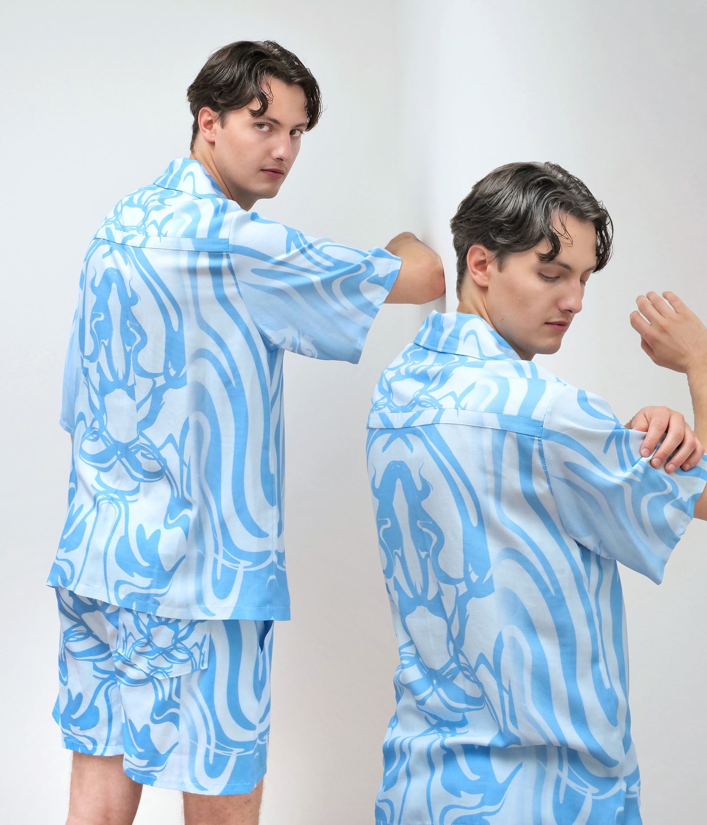 Print men's shirt // blue