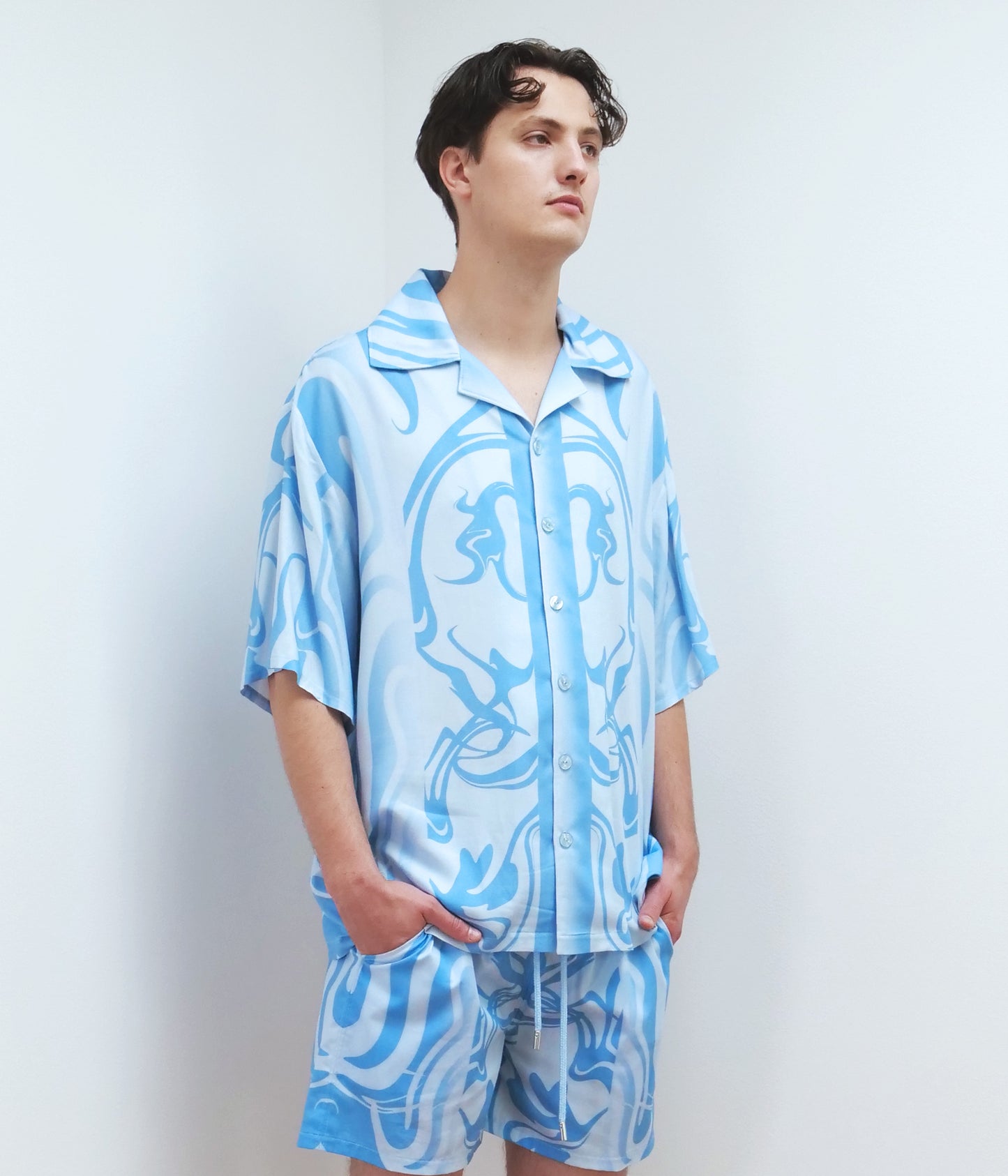 Print men's shirt // blue