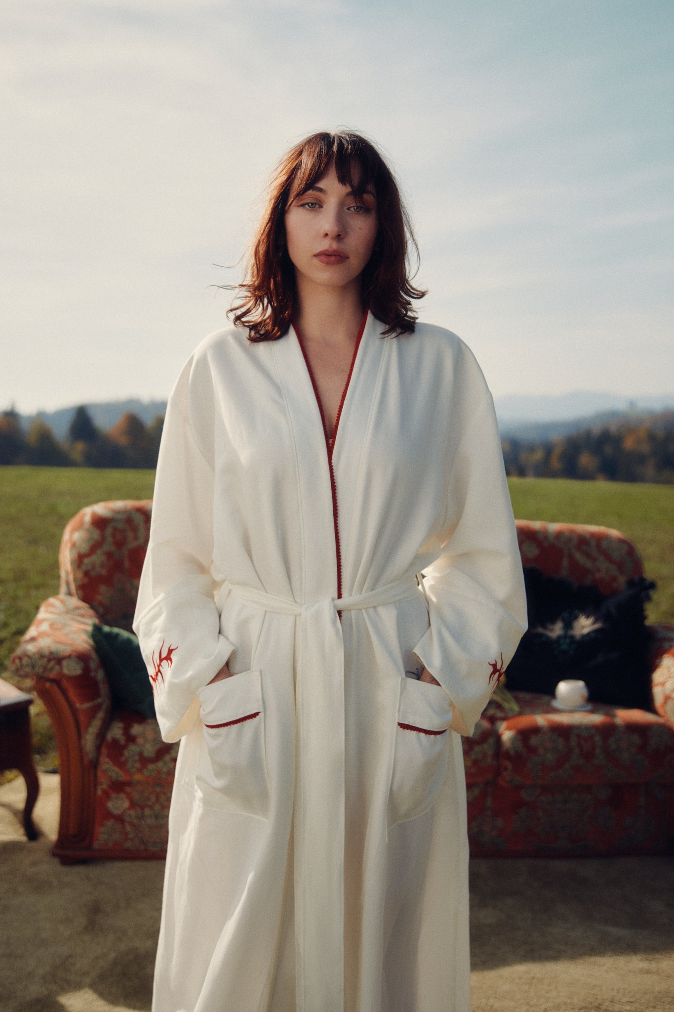 Women’s Cover-up Robe in White/ Embroidered Loungewear / PRE-ORDER