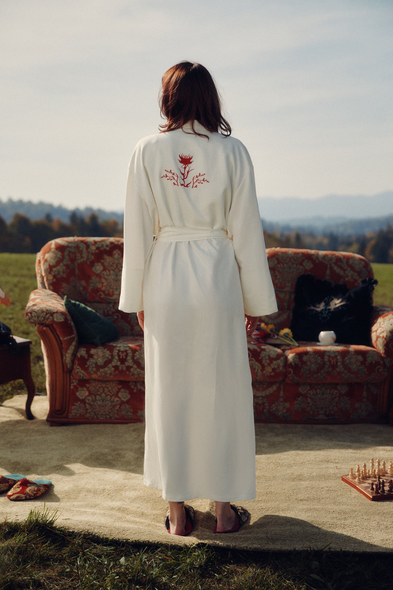Women’s Cover-up Robe in White/ Embroidered Loungewear / PRE-ORDER