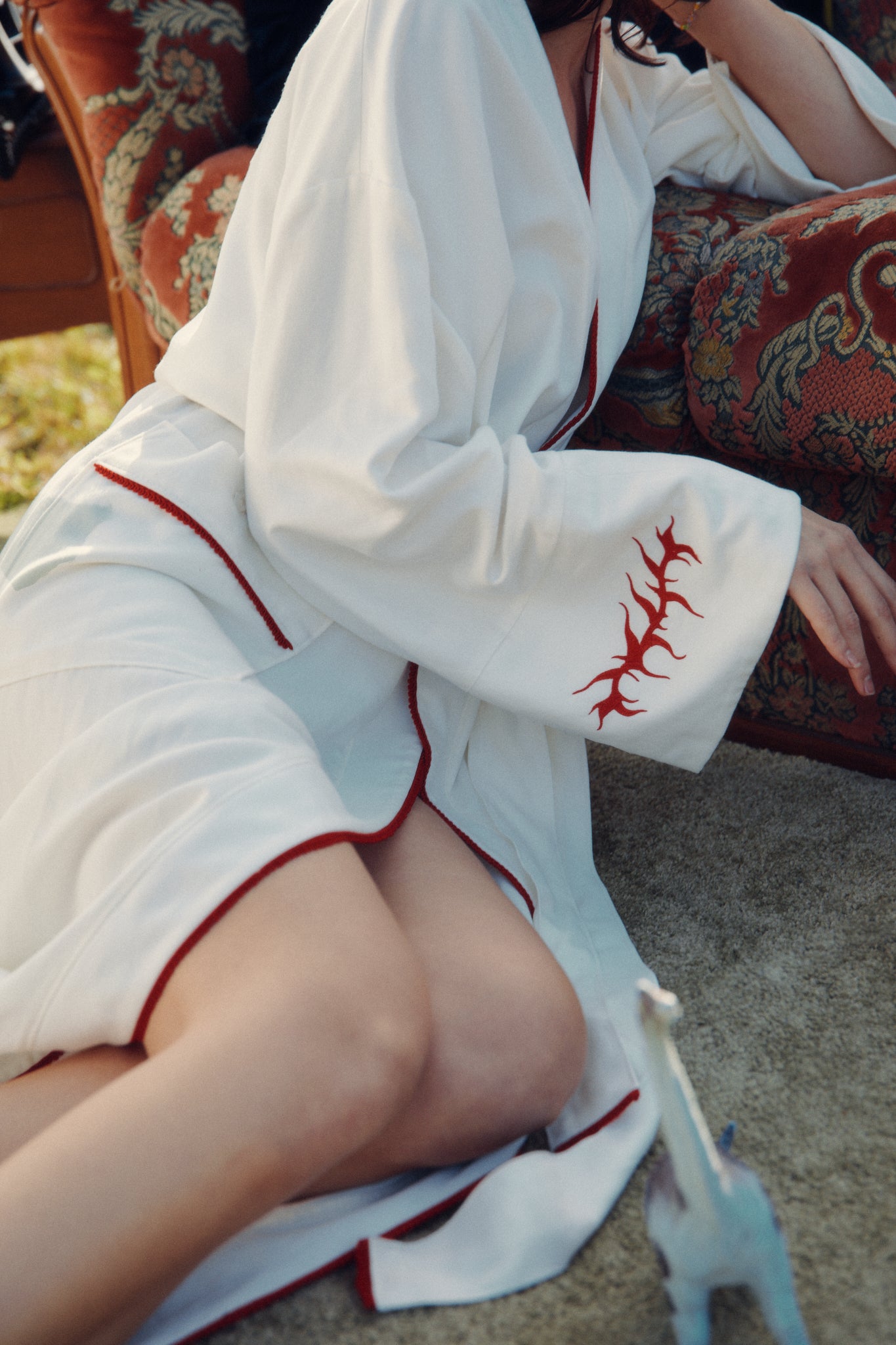 Women’s Cover-up Robe in White/ Embroidered Loungewear / PRE-ORDER