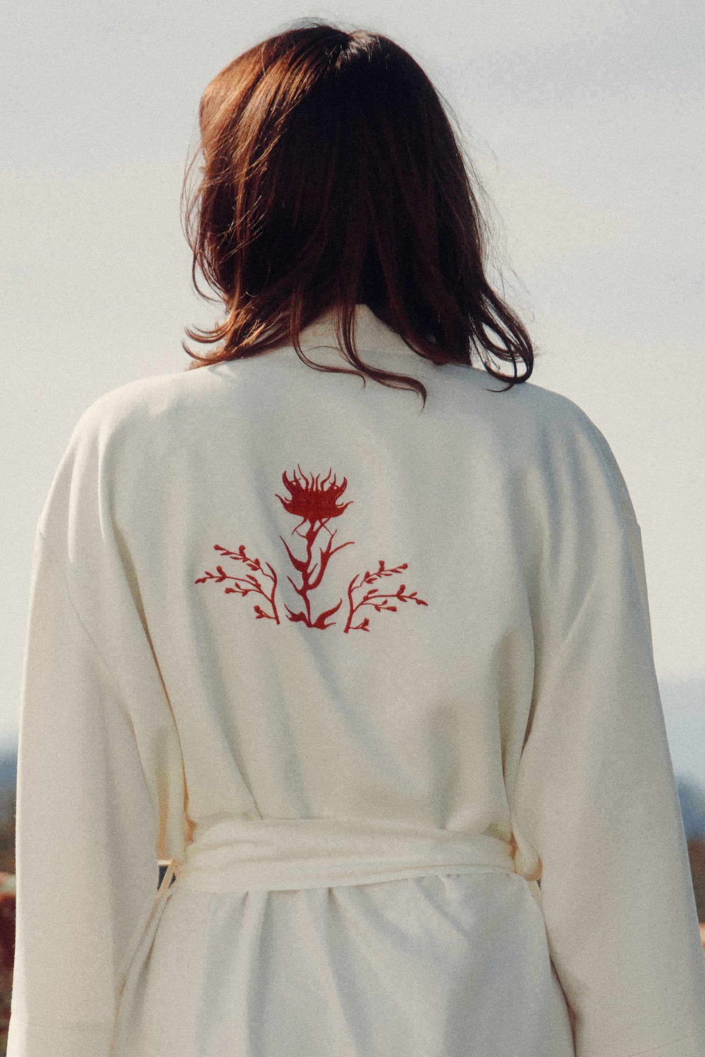 Women’s Cover-up Robe in White/ Embroidered Loungewear / PRE-ORDER