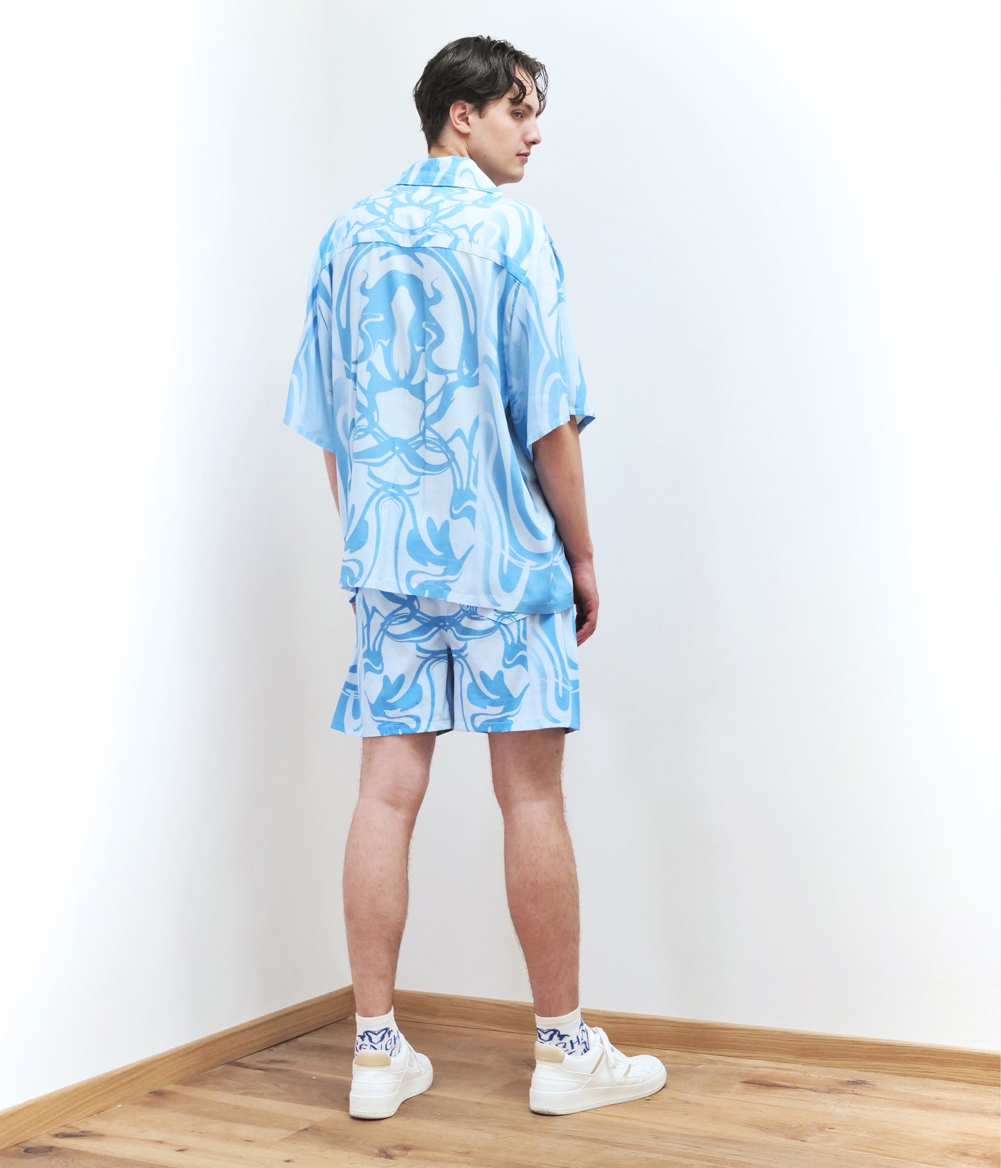 Print men's shorts // blue