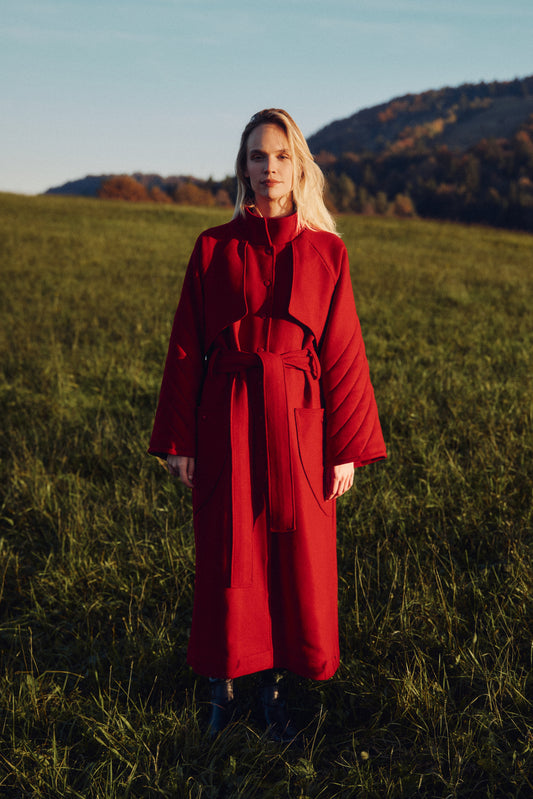 Women's statement coat in red / CUSTOM MADE